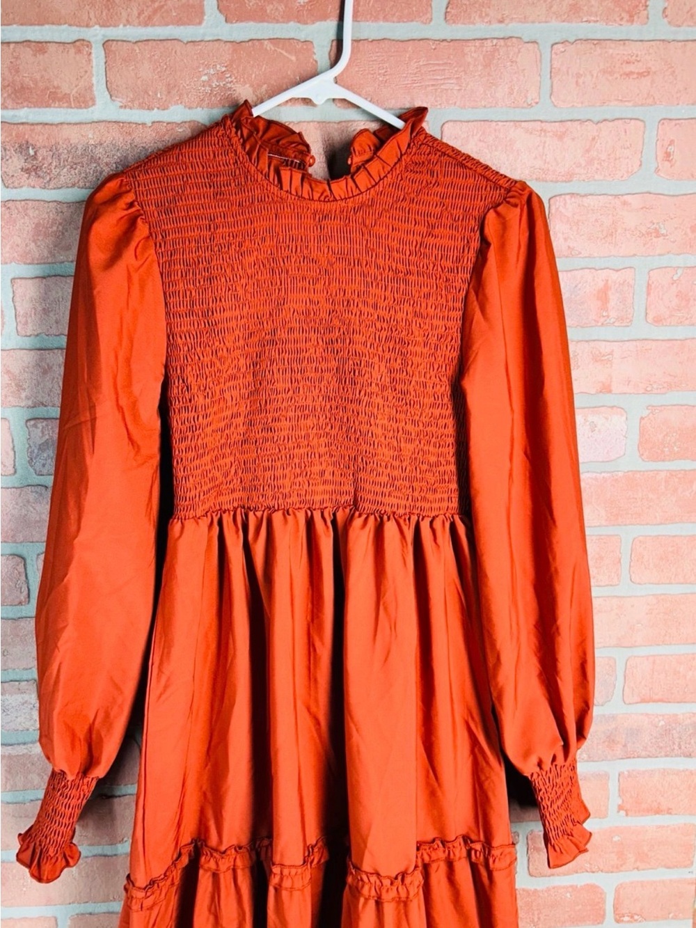 buy this beautiful chiffon, small burnt orange dress midi